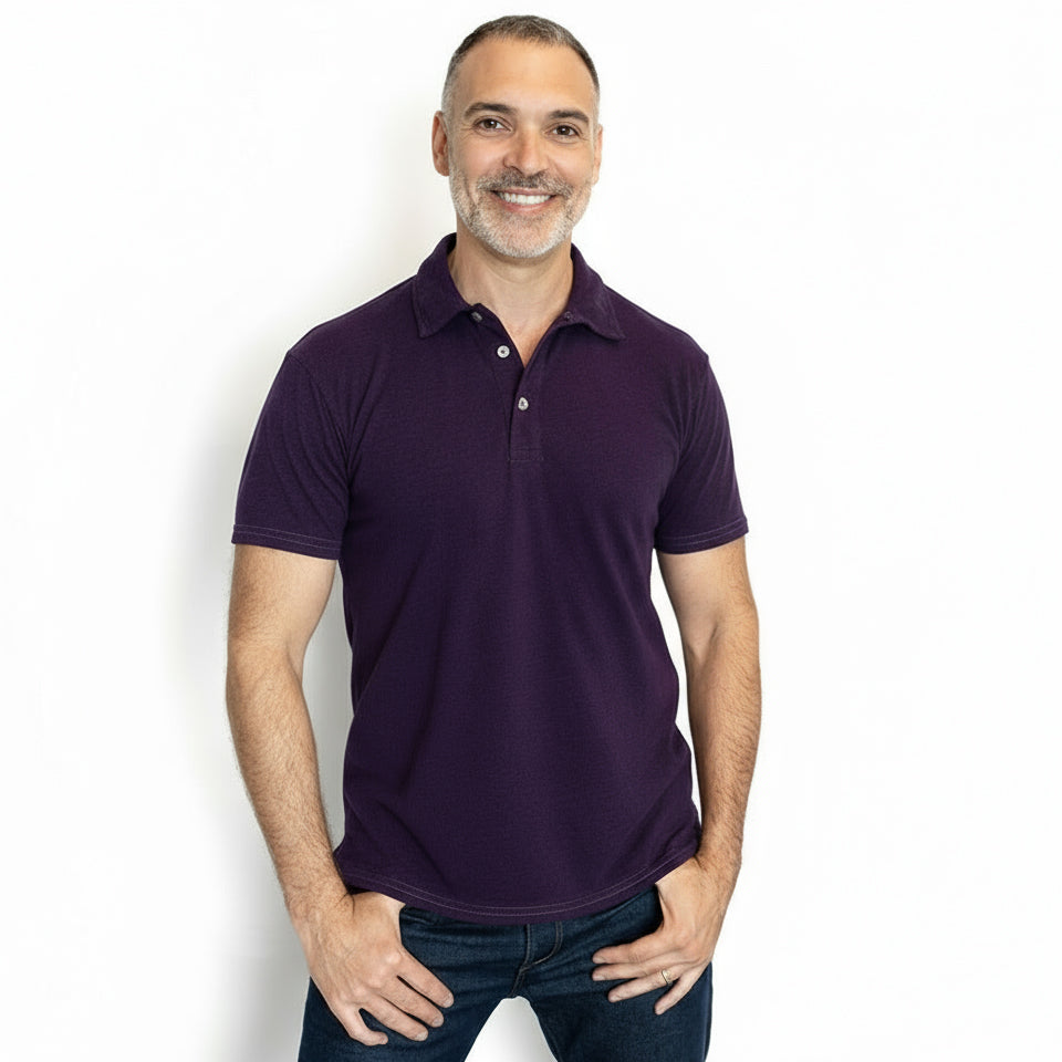 The "Driver" Tri-Blend Polo T-Shirt In Black Cherry Purple
