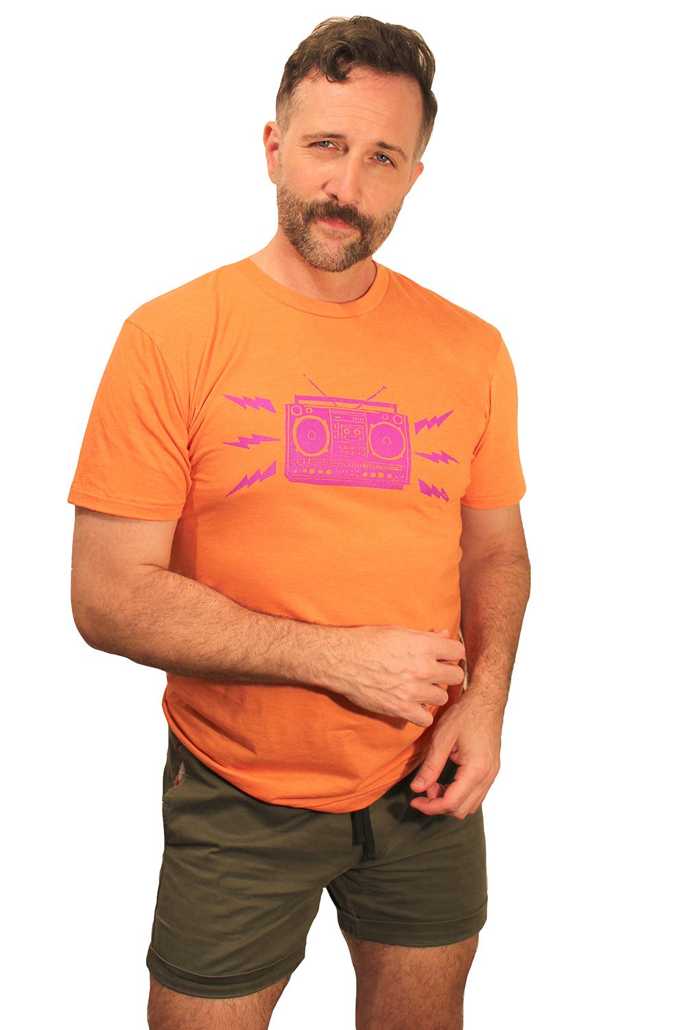 Provincetown Boombox On Orange Tee - Made In USA