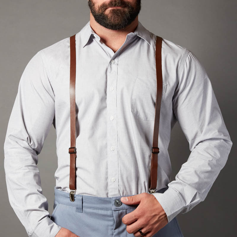 Brown Leather Suspenders