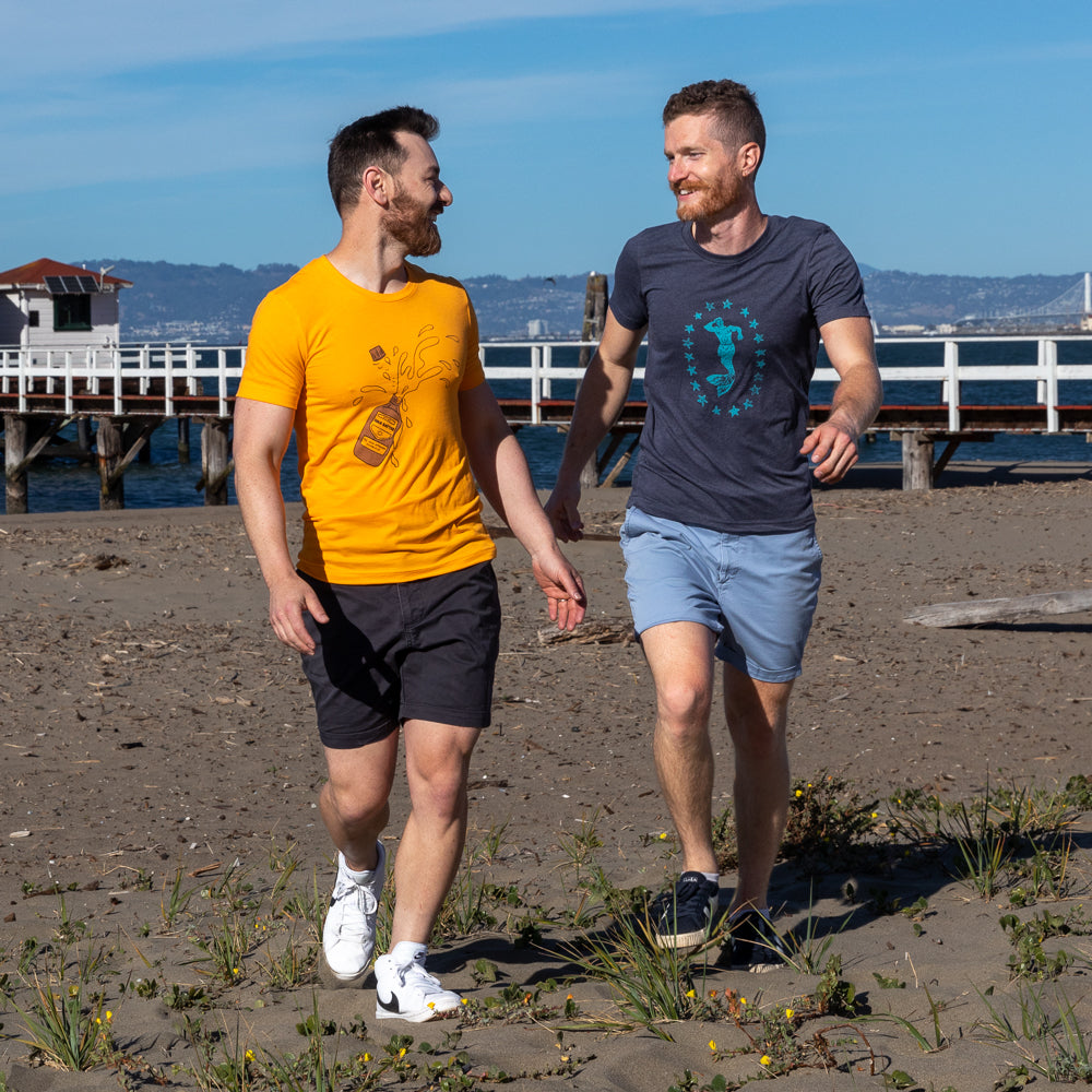 Provincetown Navy Blue Lounging Merman Tee - Made In USA