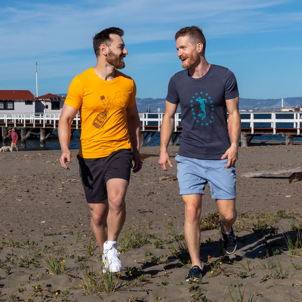 Provincetown Navy Blue Lounging Merman Tee - Made In USA