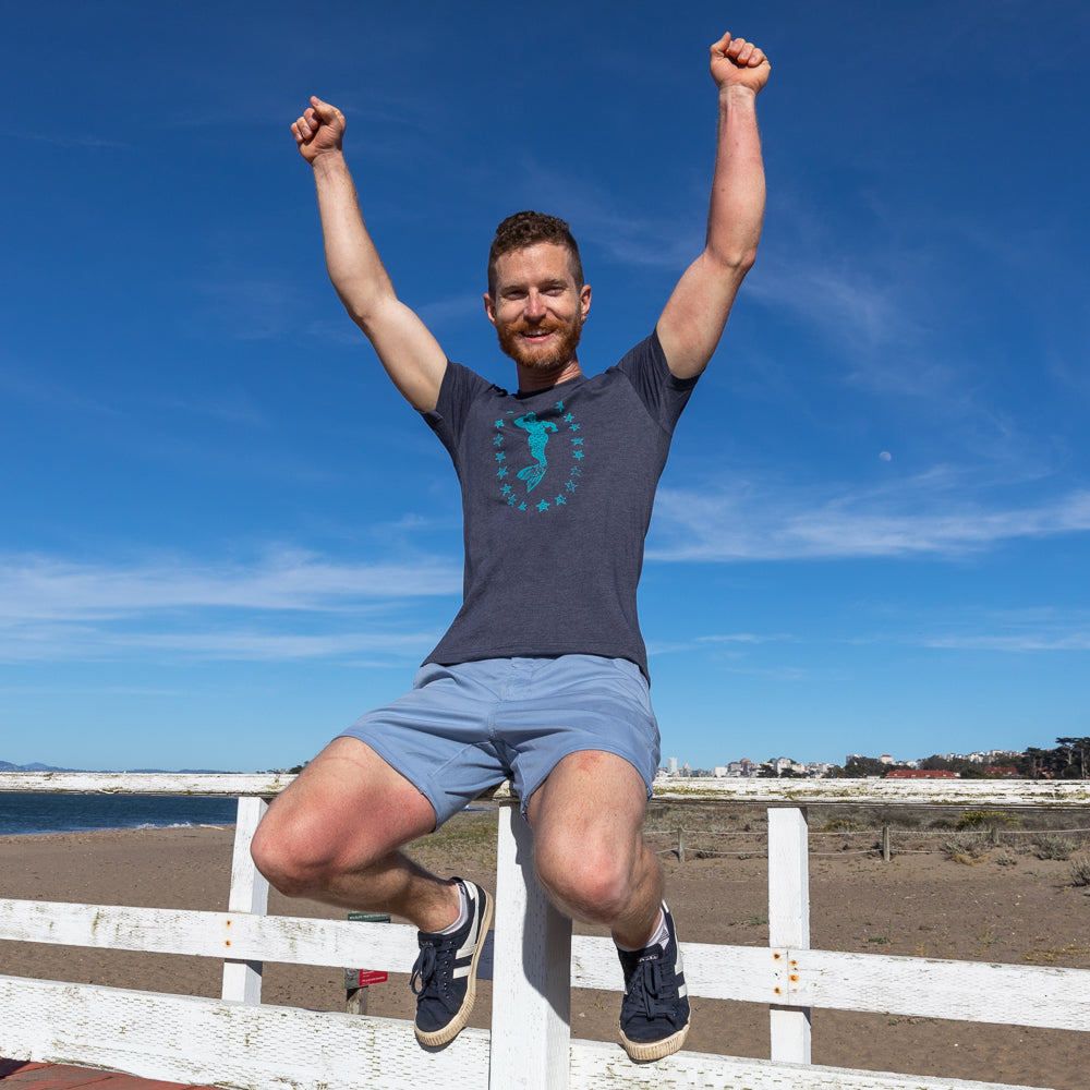 Provincetown Navy Blue Lounging Merman Tee - Made In USA