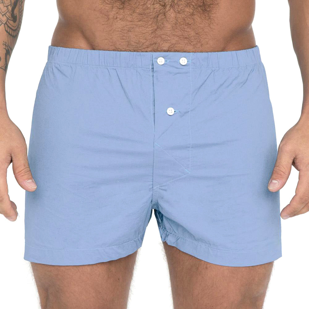 COURT - Solid Pale Blue Slim-Cut Boxer Short - Made In USA
