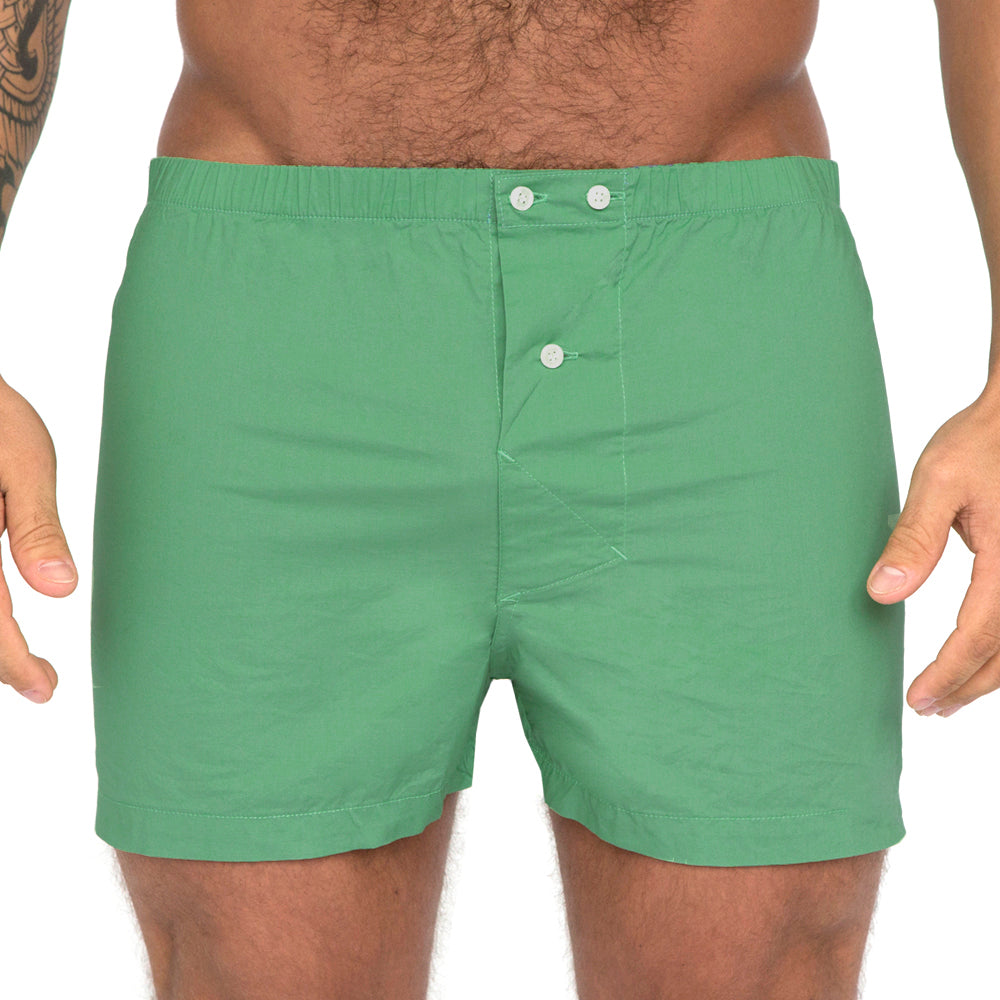 JENS - Solid Bright Green Slim-Cut Boxer Short - Made In USA
