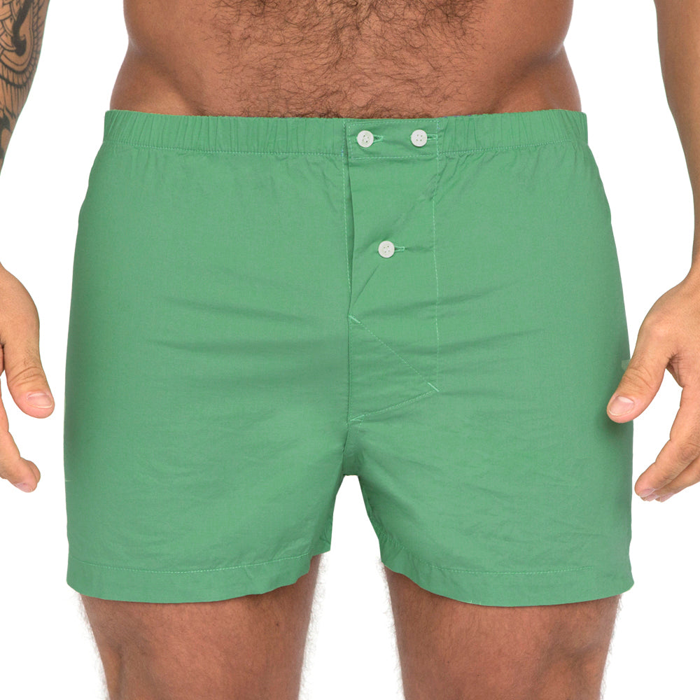 &quot;JENS&quot; - Solid Bright Green Slim-Cut Boxer Short - Made In USA