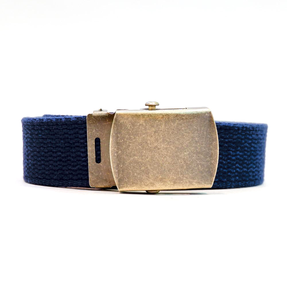 Navy Blue Cotton Web Military Belt - Made In USA