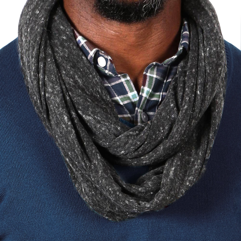 Charcoal Grey Marled Knit Infinity Scarf - Made In USA