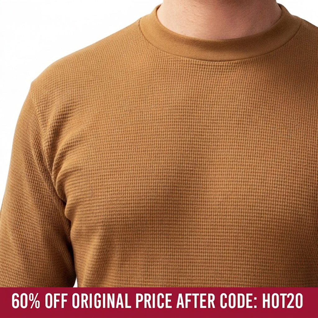 Heavyweight Cotton Army Surplus Sweater Stitch Crewneck in Copper
