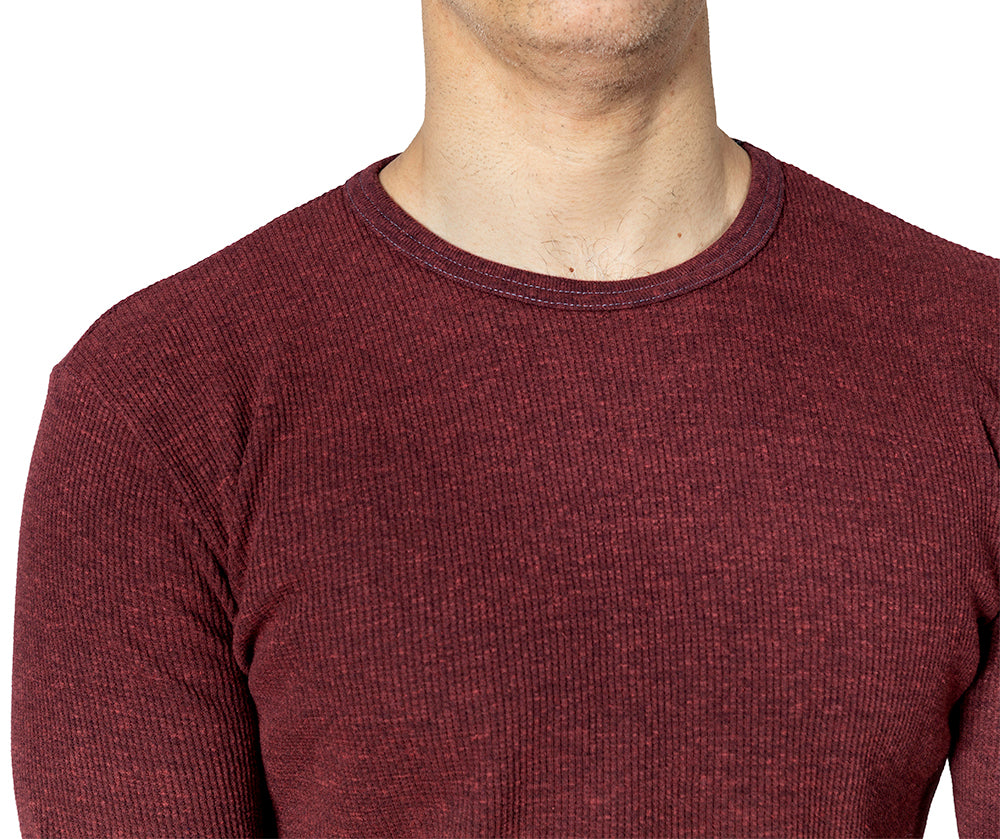 Rust &amp; Black Twist Organic Cotton Blend Waffle Stitch Thermal Shirt