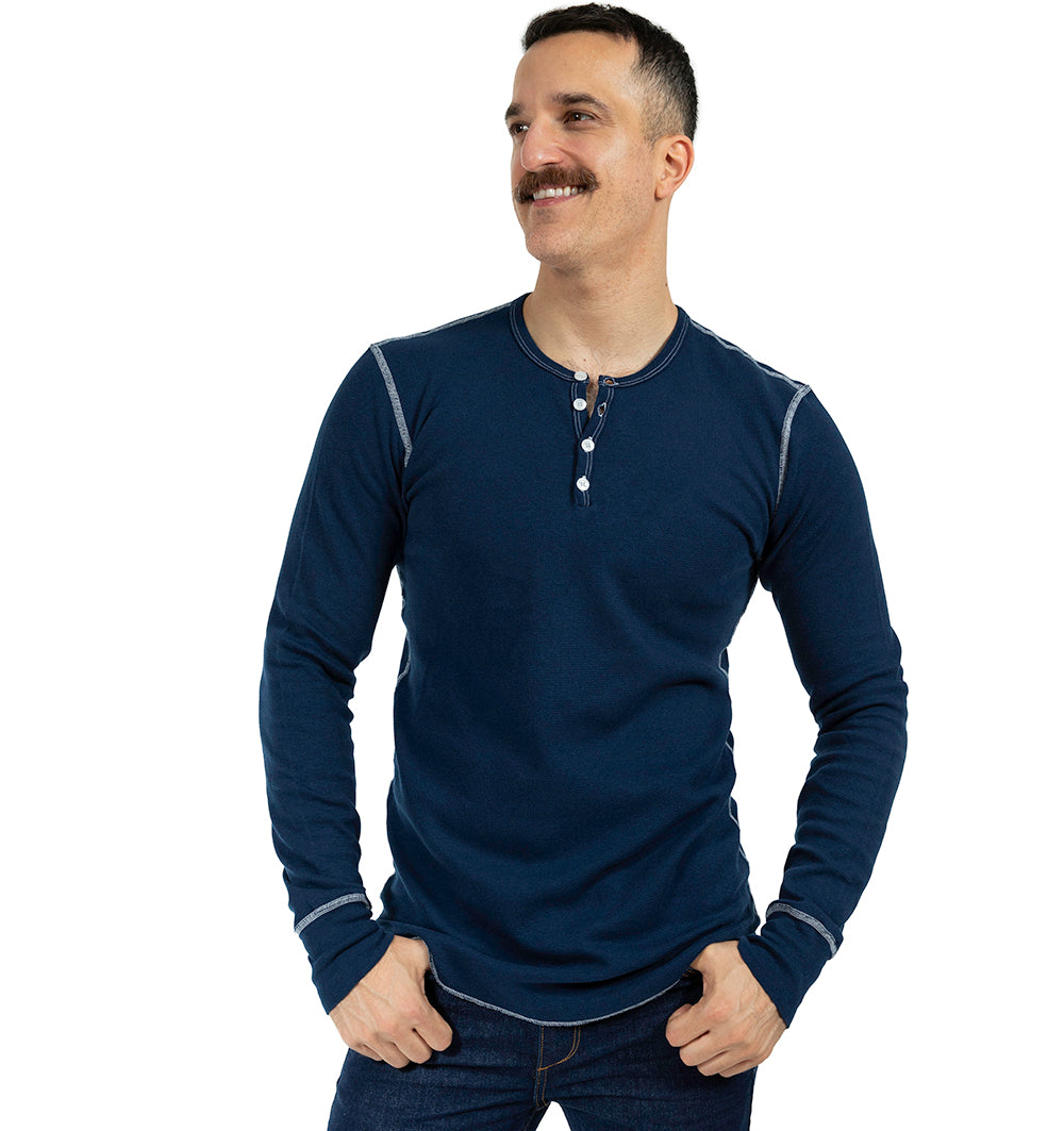Sailor Navy Baby Thermal Long Sleeve Henley Shirt