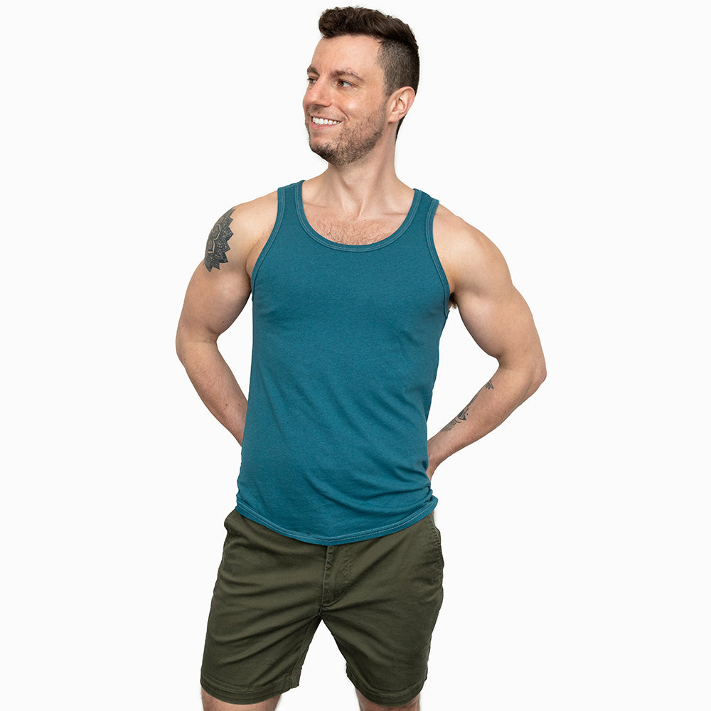 The "Bruiser" Cotton Tank Top in Teal Blue