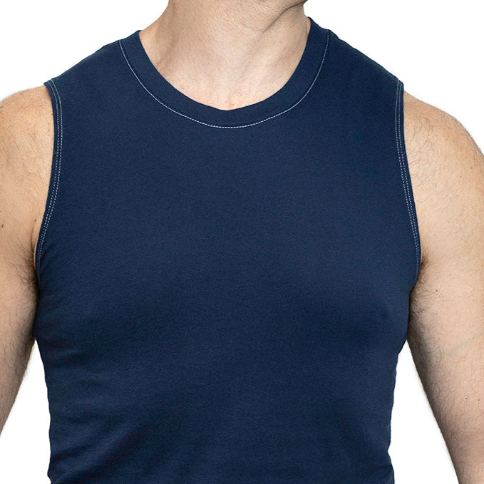 The &quot;Striker&quot; Cotton Muscle Tank Top in Navy Blue