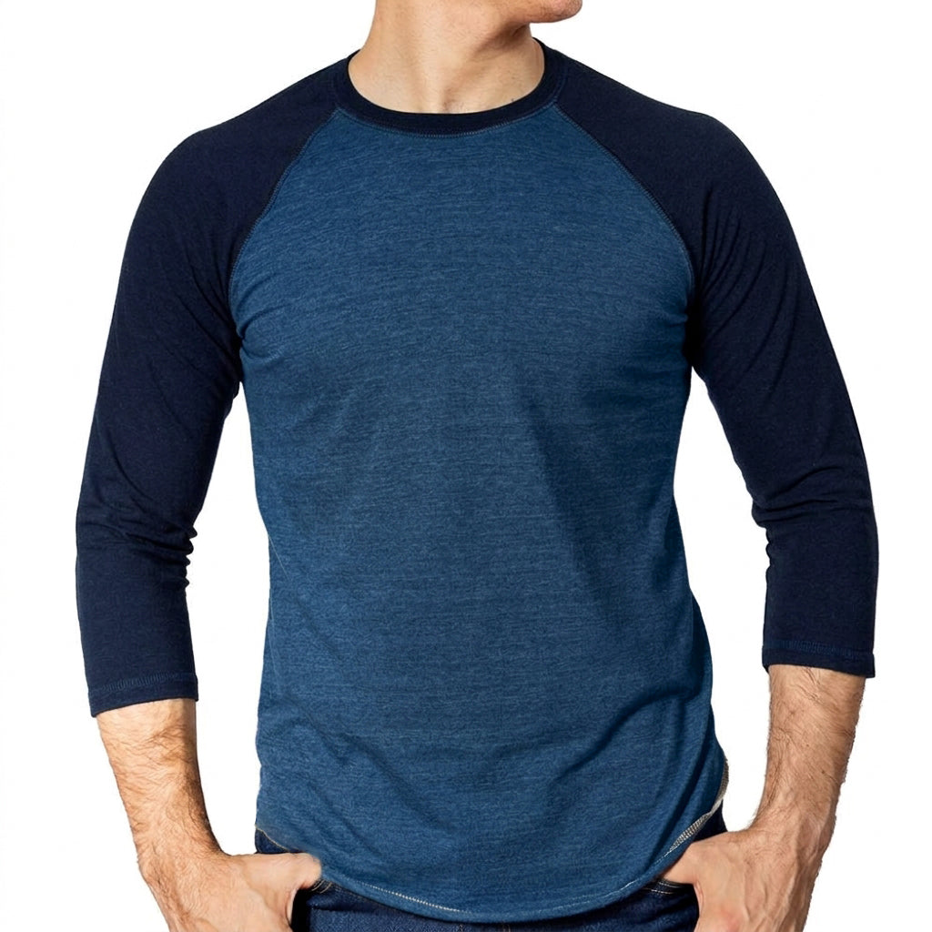 Tonal Indigos Contrast Tri-Blend 3/4 Sleeve Baseball Tee