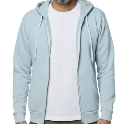 The "Starter" Full Zip 50/50 Hoodie in Arctic Blue