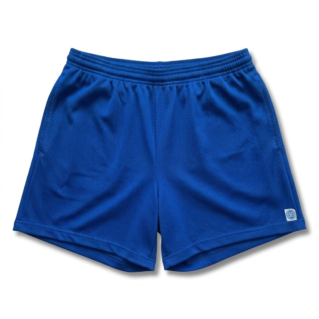 The Fender: Open Mesh 5" Basketball Shorts in Royal Blue - Made In USA