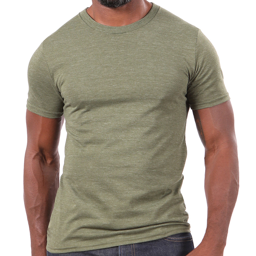 Army Green Marled Tri Blend T-Shirt