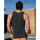 Solid Dark Grey Heather Tri-Blend Varsity Tank Top