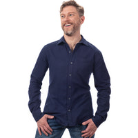 50% OFF AFTER CODE WOW25: "ADLER" - Navy Blue Brushed Cotton Flannel Shirt - Made in USA