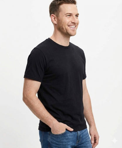 "Fielder": Black Cotton Crew T-Shirt