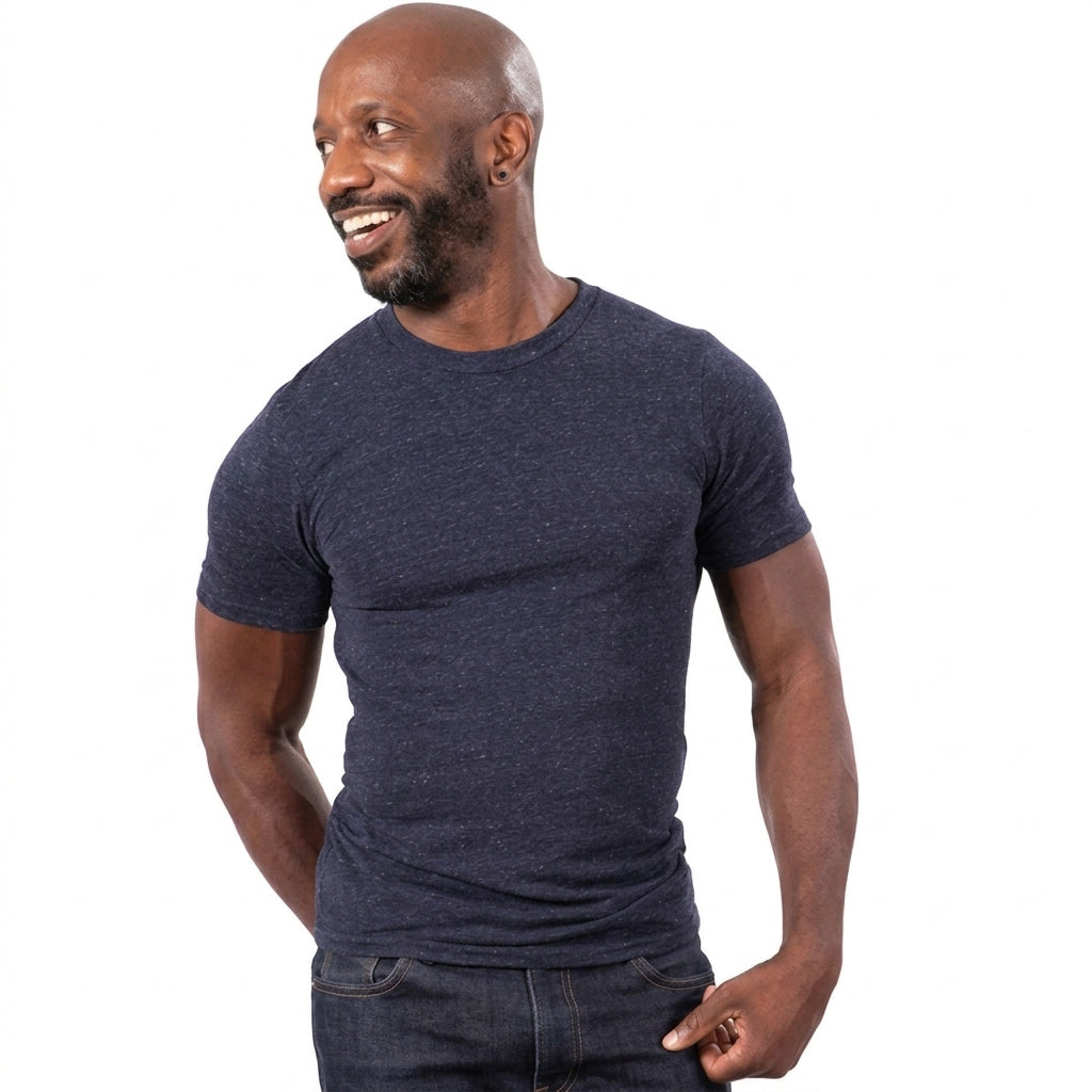 "ARCHER": Blue Marled Tri Blend T-Shirt