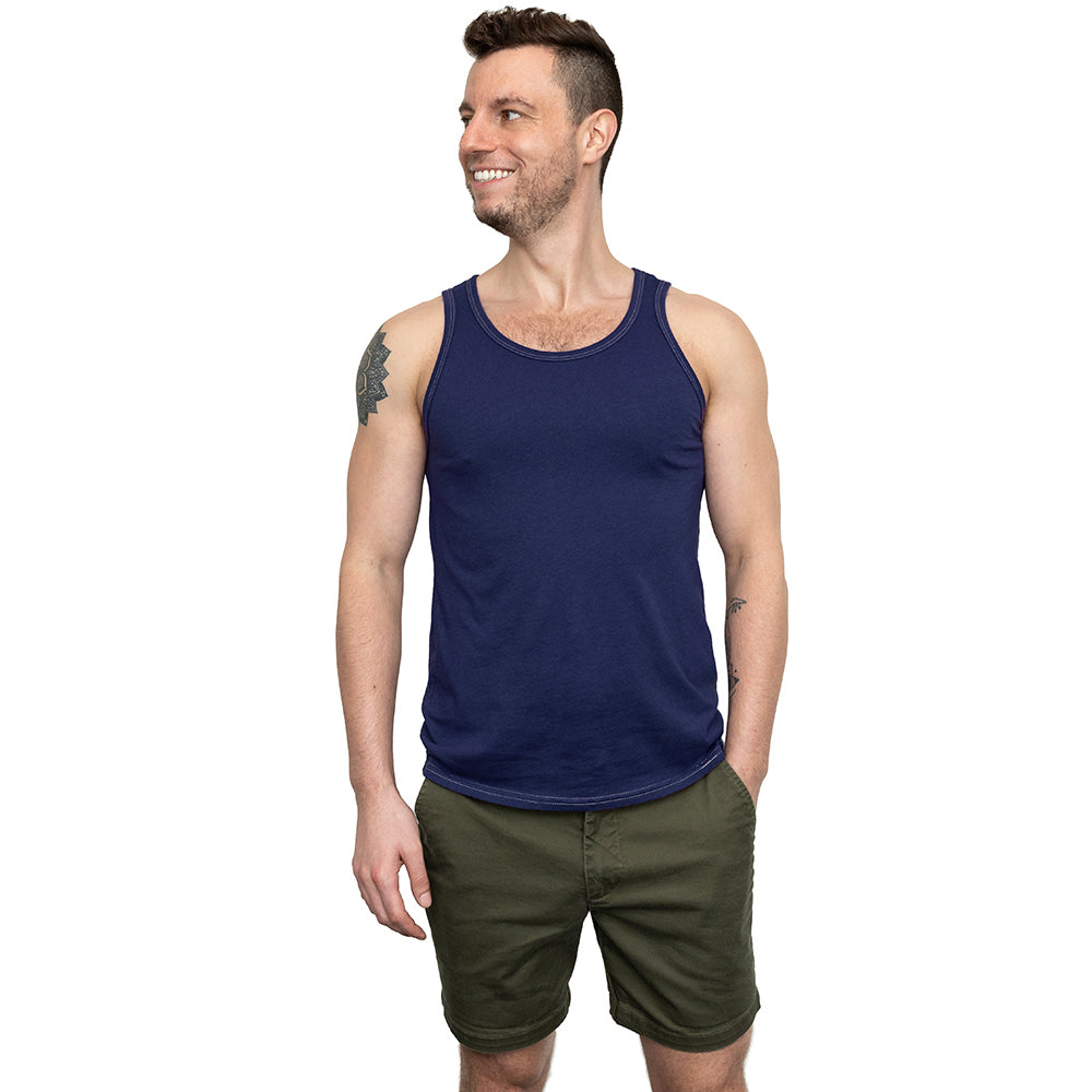 The "Bruiser" Cotton Tank Top in Navy Blue
