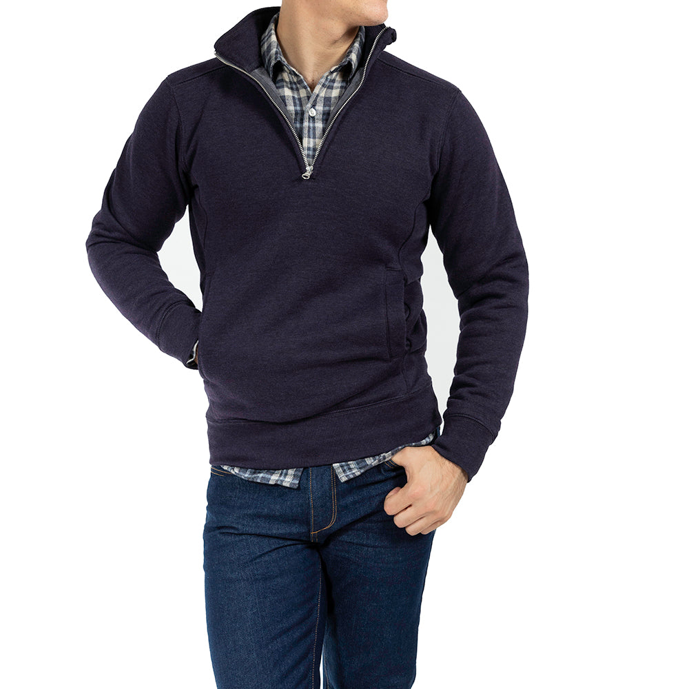 Fleece Quarter Zip With Pockets in Black Cherry