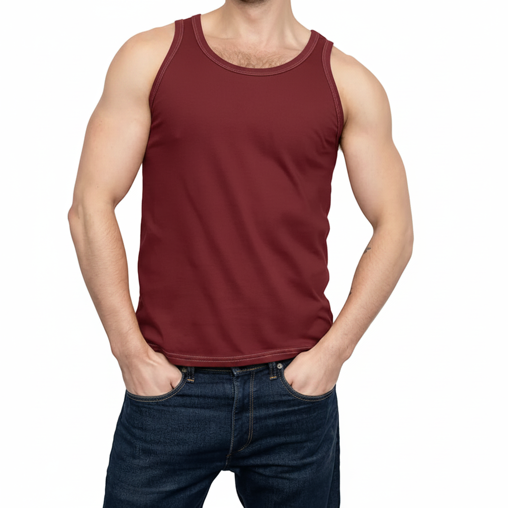 The "Bruiser" Cotton Tank Top in Red Wine