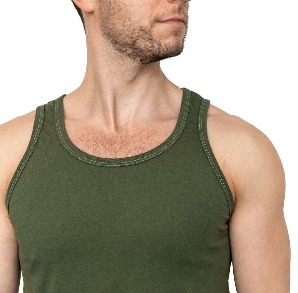 The "Bruiser" Cotton Tank Top in Dark Army Green