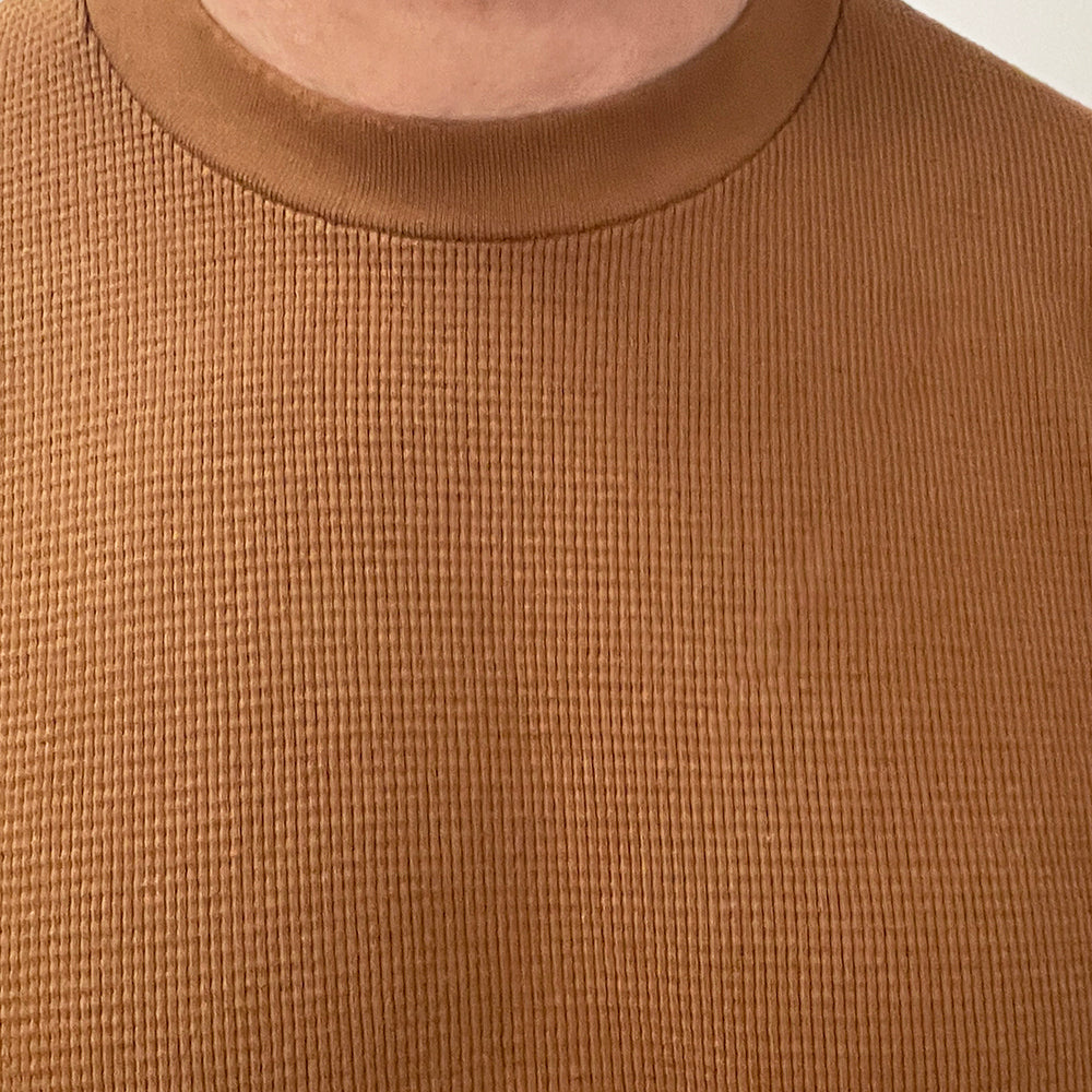 Heavyweight Cotton Army Surplus Sweater Stitch Crewneck in Copper