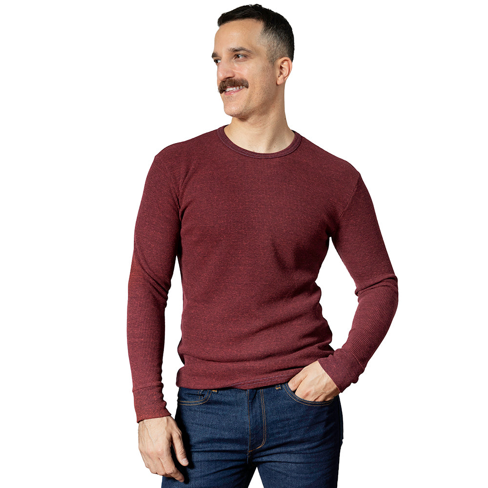 Rust &amp; Black Twist Organic Cotton Blend Waffle Stitch Thermal Shirt