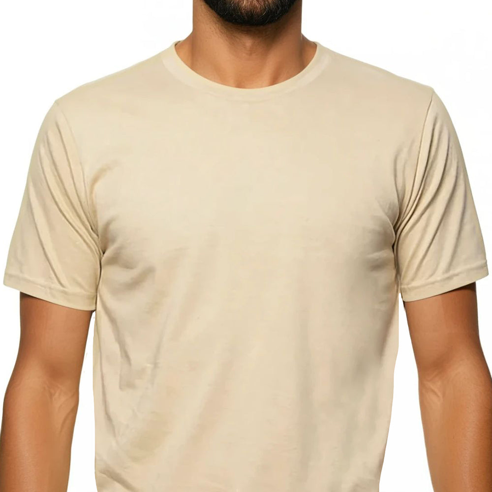"Kicker" : Light Champagne Cotton T-Shirt
