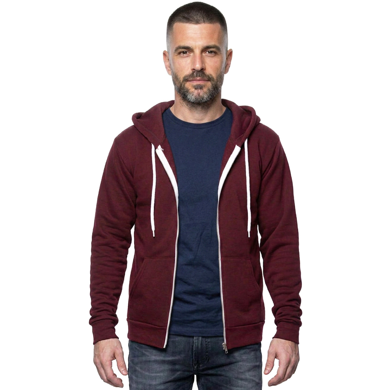 The "Starter" Full Zip 50/50 Hoodie in Wine