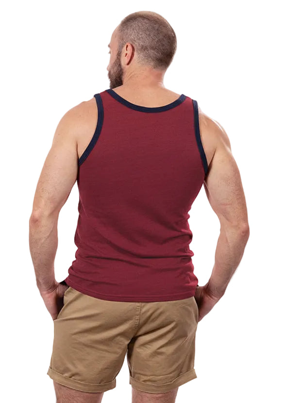 "Varsity Tank" Tri-Blend Tank Top in Red Wine Heather