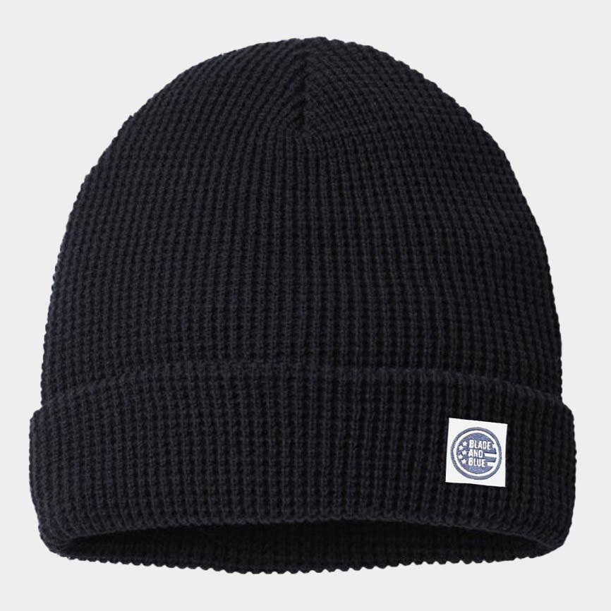 Black Waffle Knitted Beanie Cap