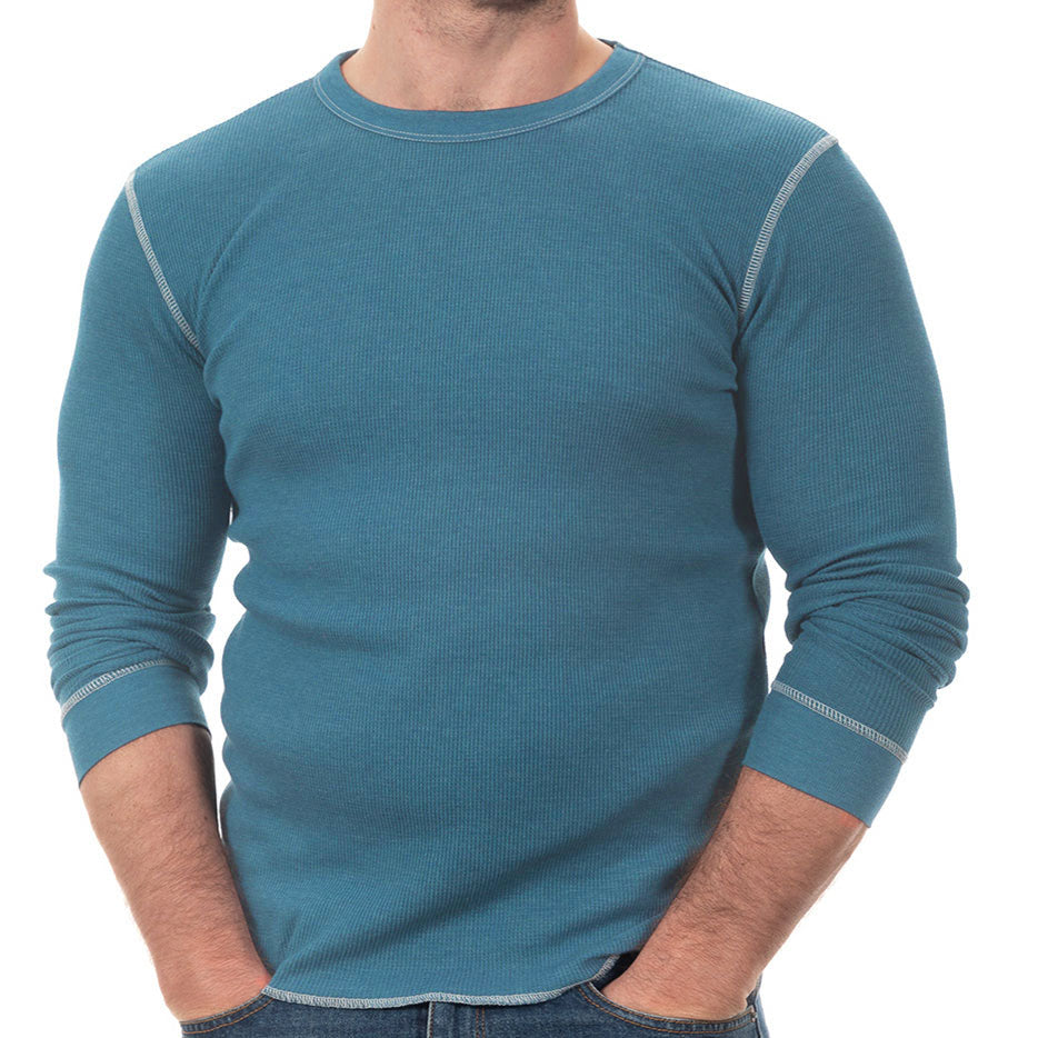 Olympic Blue Contrast Stitch Textured Long Sleeve Layering T-Shirt