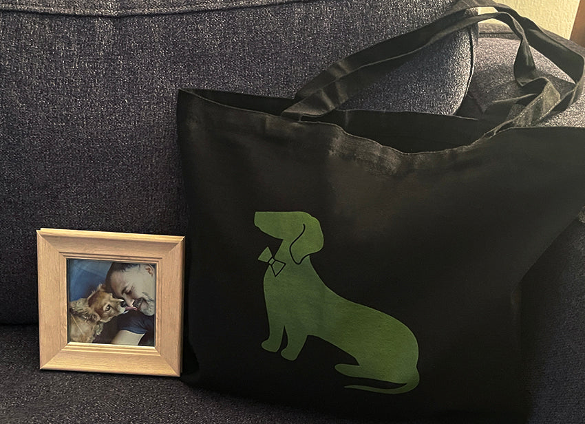 Dachshund Tote Bag in Black &amp; Olive