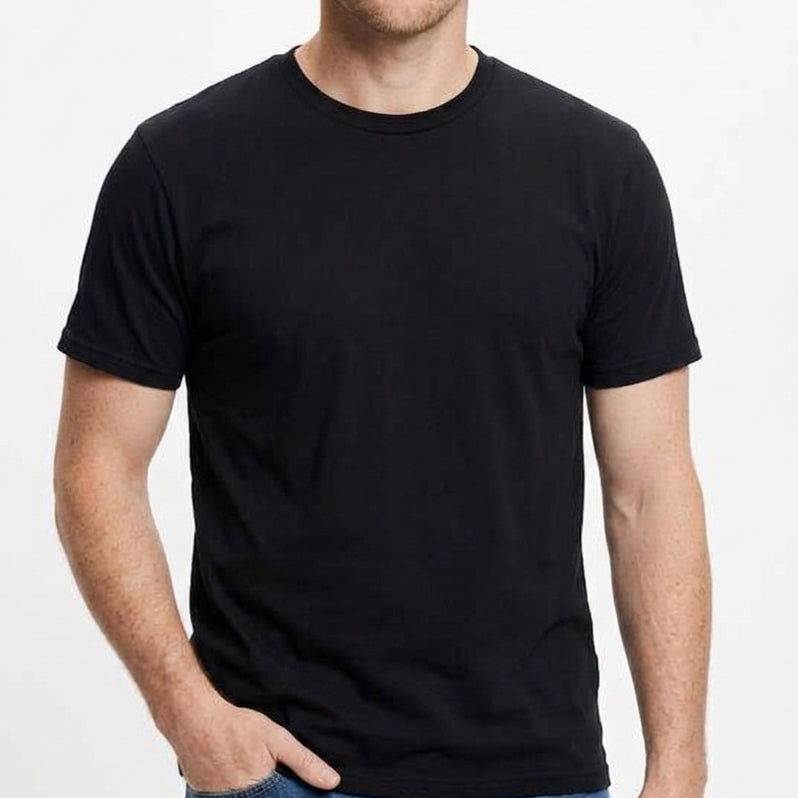 "Fielder": Black Cotton Crew T-Shirt