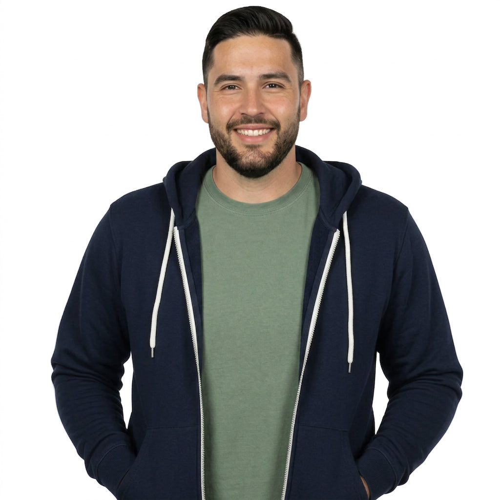 The "Starter" Full Zip 50/50 Hoodie in True Navy Blue