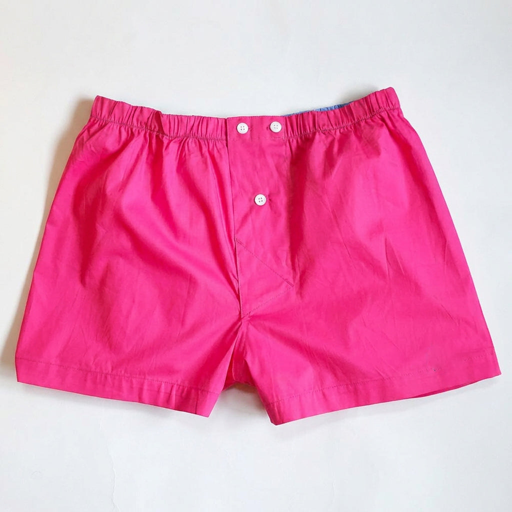 “HUNTER" - Solid Hot Fuchsia Pink Slim-Cut Boxer Short - Made In USA