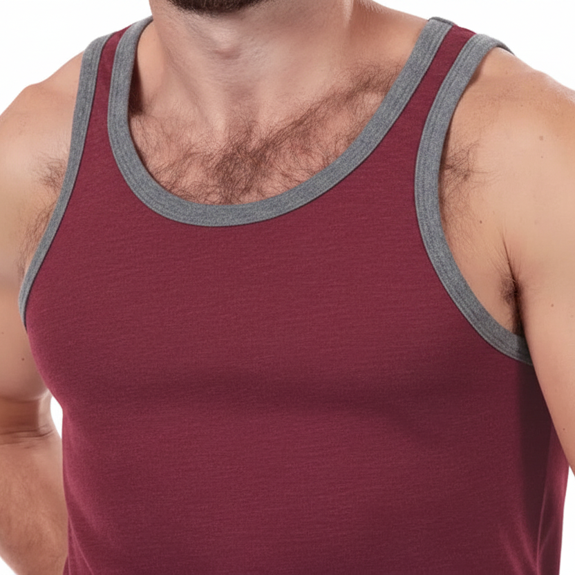 "Varsity Tank" Tri-Blend Tank Top in Red Wine Heather (SIZE S)