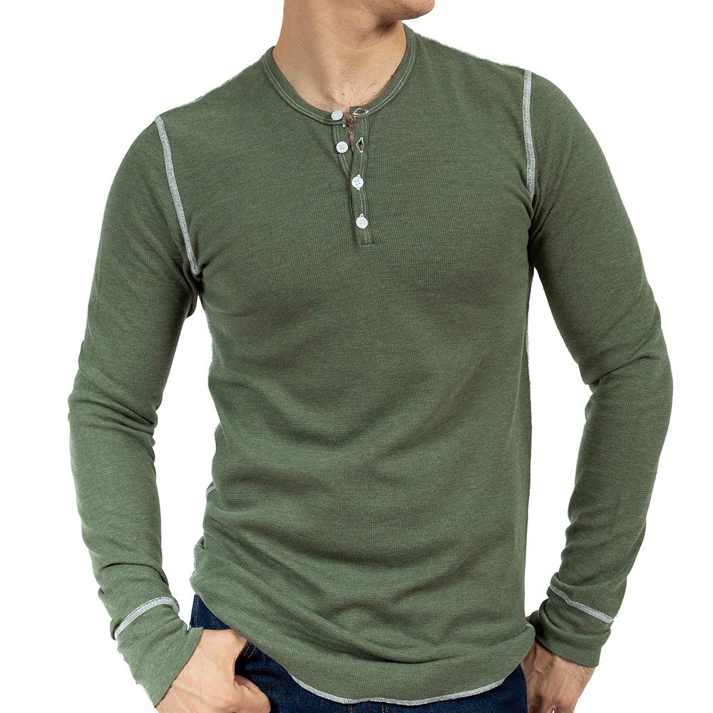 Fatigue Green Baby Thermal Long Sleeve Henley Shirt