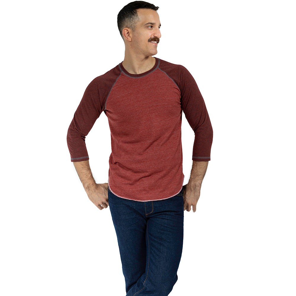 Tobacco &amp; Rust Contrast Tri-Blend 3/4 Sleeve Baseball Tee