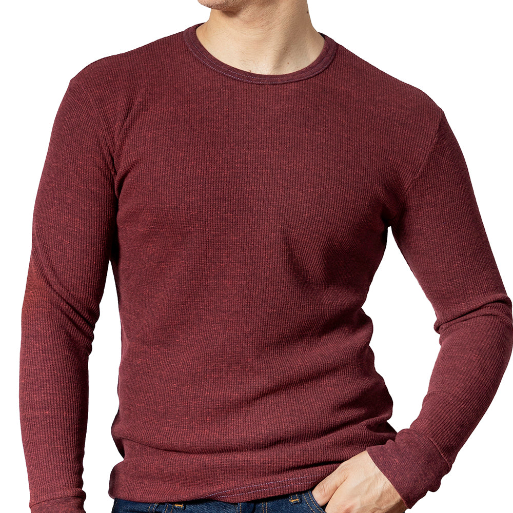 Rust &amp; Black Twist Organic Cotton Blend Waffle Stitch Thermal Shirt