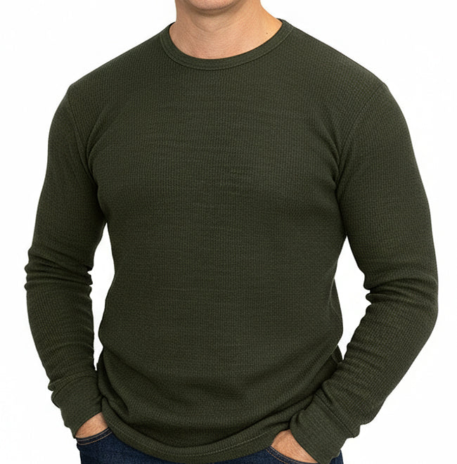 Dark Army Organic Cotton Blend Waffle Stitch Thermal Shirt