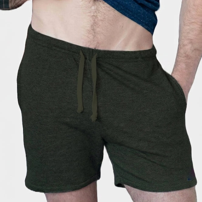 The Cruiser French Terry 5" Varsity Sweat Shorts in Dark Army Green - Made In USA