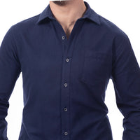 50% OFF AFTER CODE WOW25: "ADLER" - Navy Blue Brushed Cotton Flannel Shirt - Made in USA