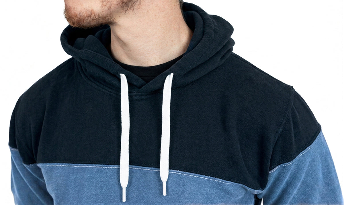 Lake Blue Colorblock Stripe Popover Hoodie