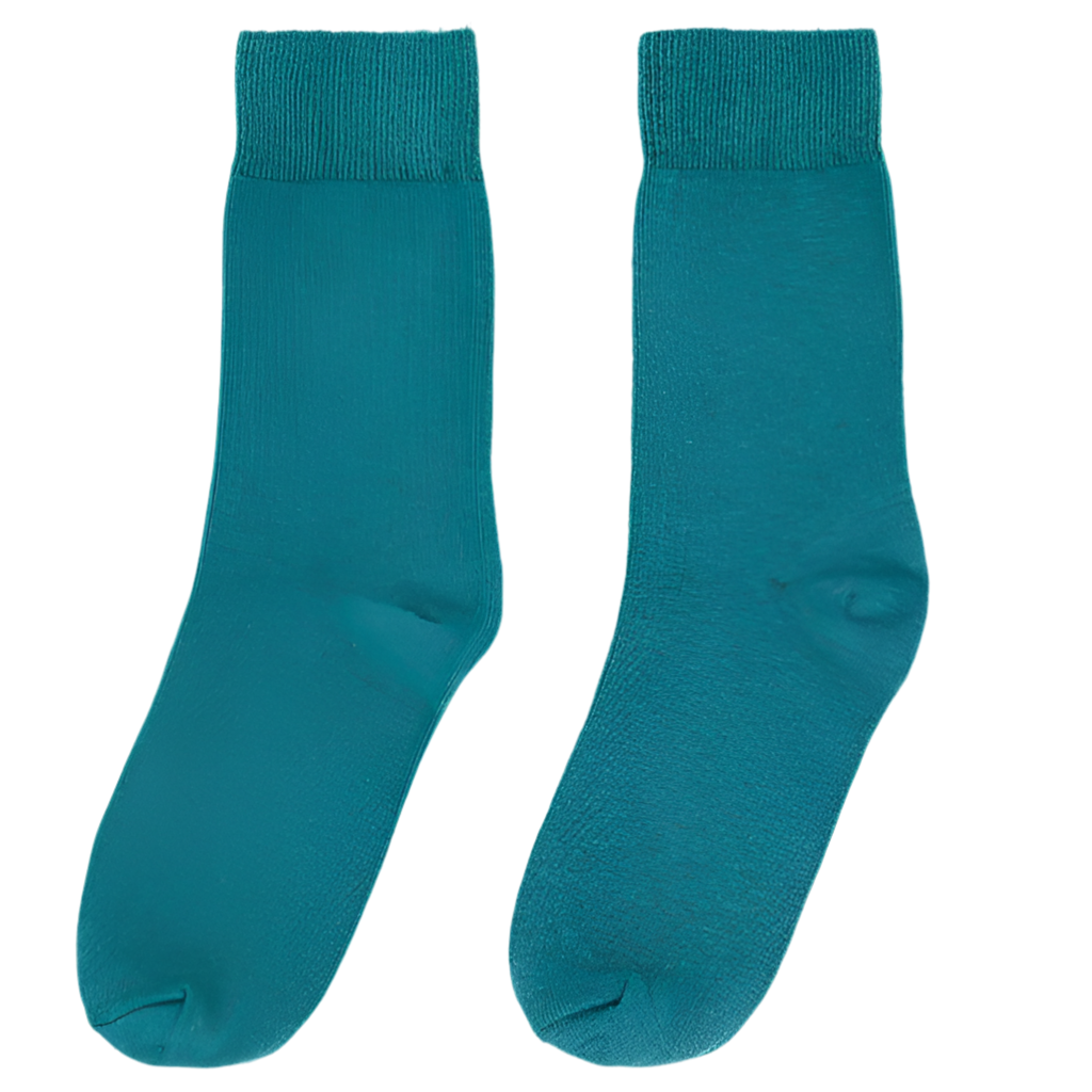 Blue-Green Cotton Short Calf-Sock