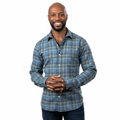 GIFT SET in Blue &amp; Green: Flannel, Hat &amp; Socks