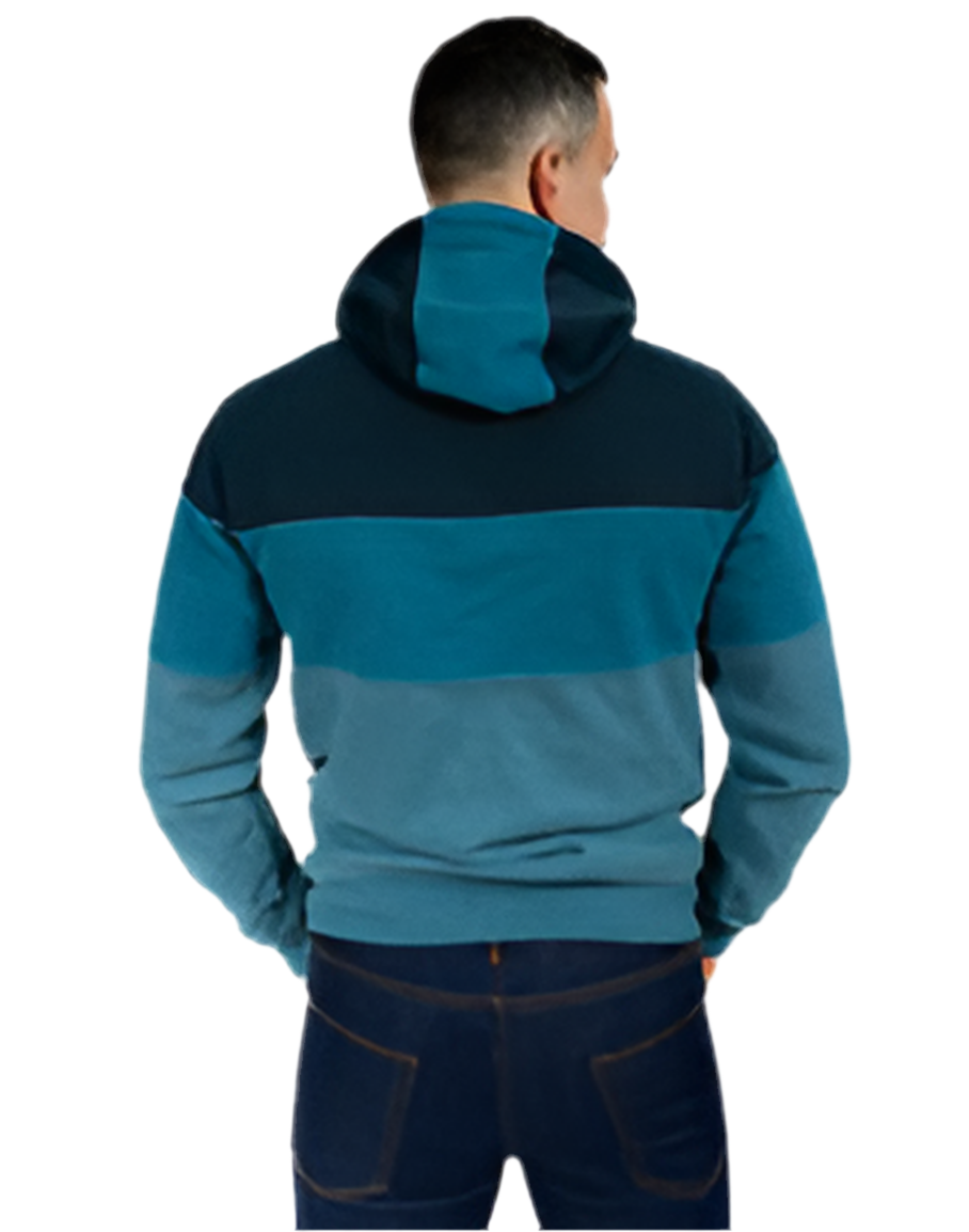 Teal Colorblock Stripe Popover Hoodie